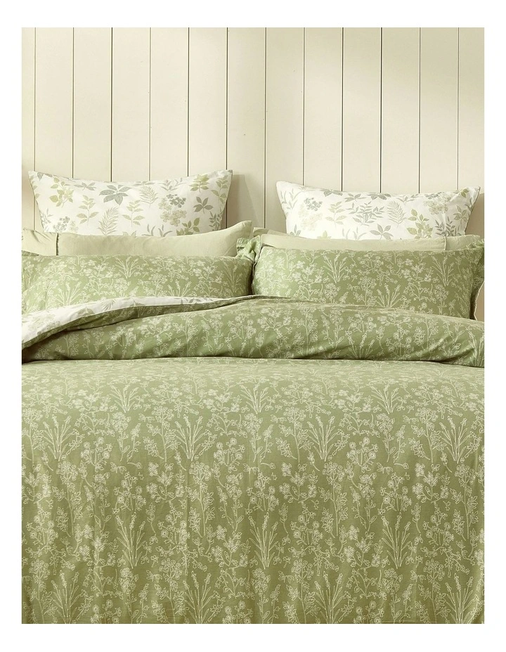 Cotton Reversible Mabel European Pillowcase Pack Of 2 in Green image 3