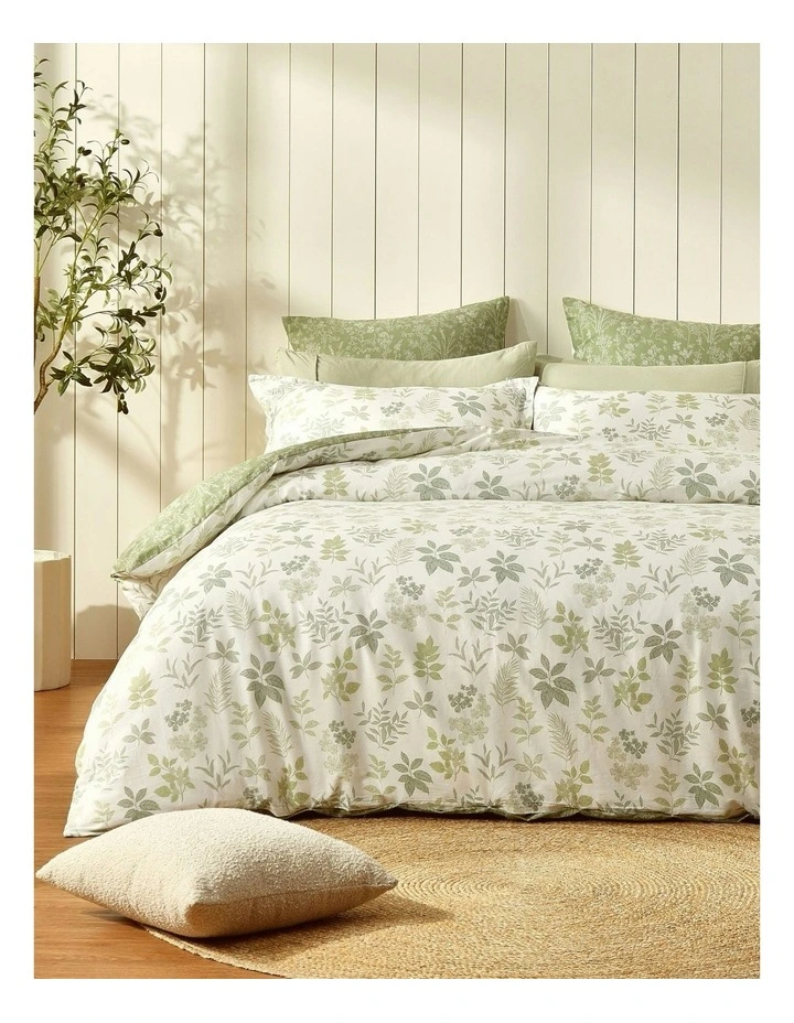 Cotton Reversible Mabel European Pillowcase Pack Of 2 in Green image 6