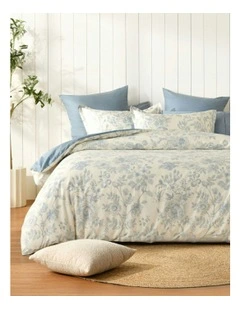 Cotton Reversible Odette Quilt Cover Set in Blue