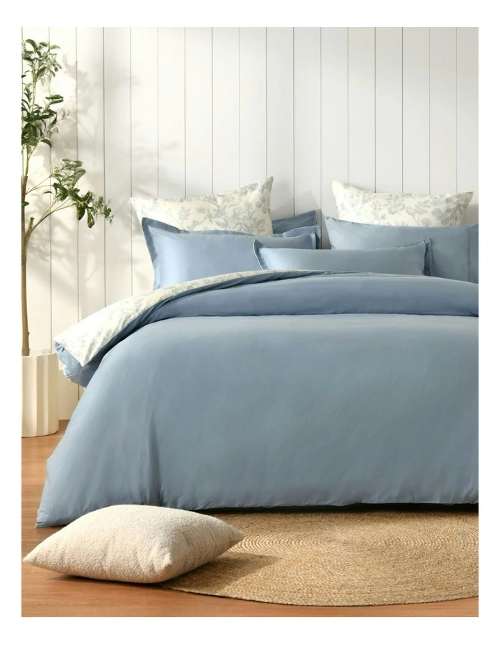 Cotton Reversible Odette Quilt Cover Set in Blue image 2