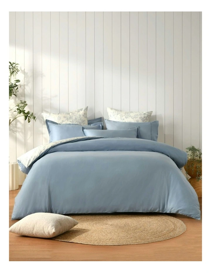 Cotton Reversible Odette Quilt Cover Set in Blue image 6