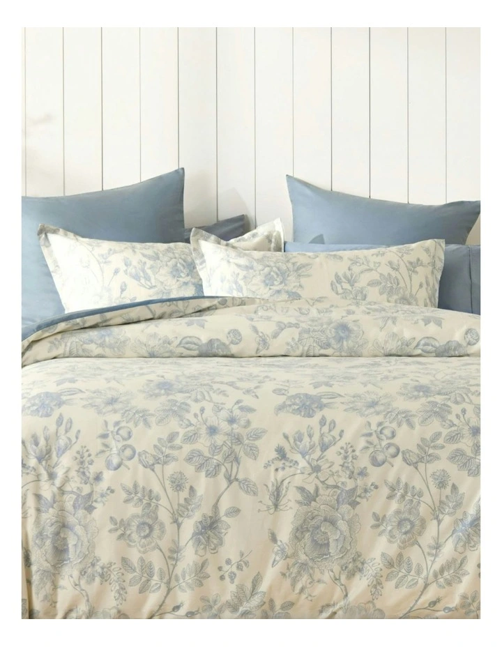 Cotton Reversible Odette Quilt Cover Set in Blue image 7