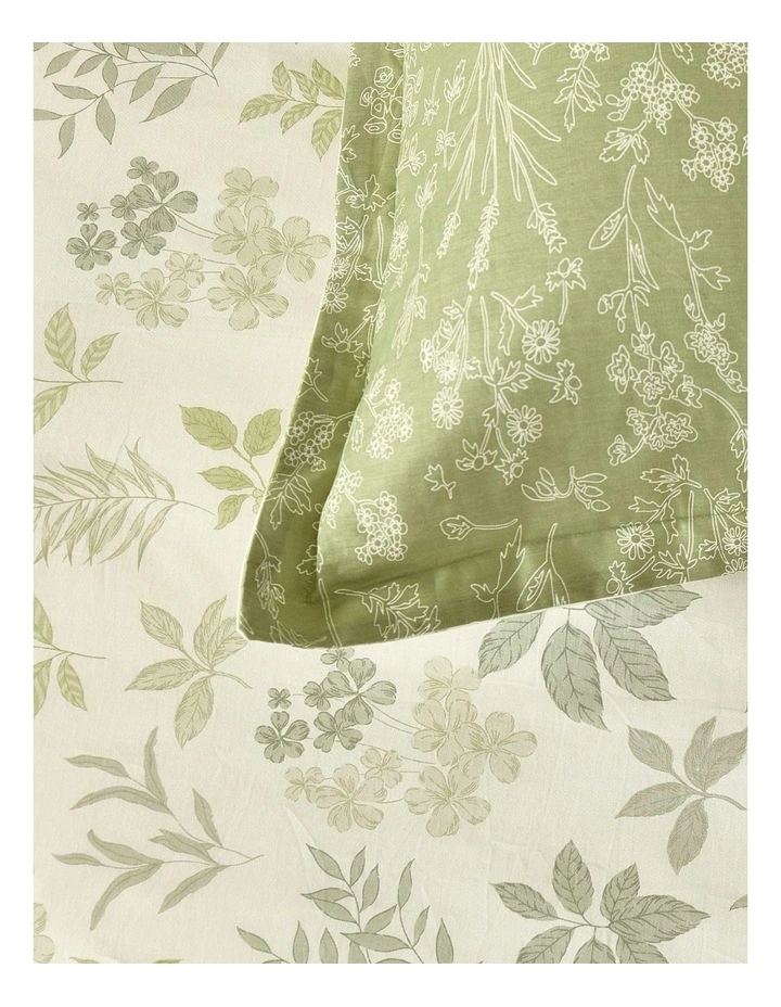 Cotton Reversible Mabel Quilt Cover Set in Green image 3