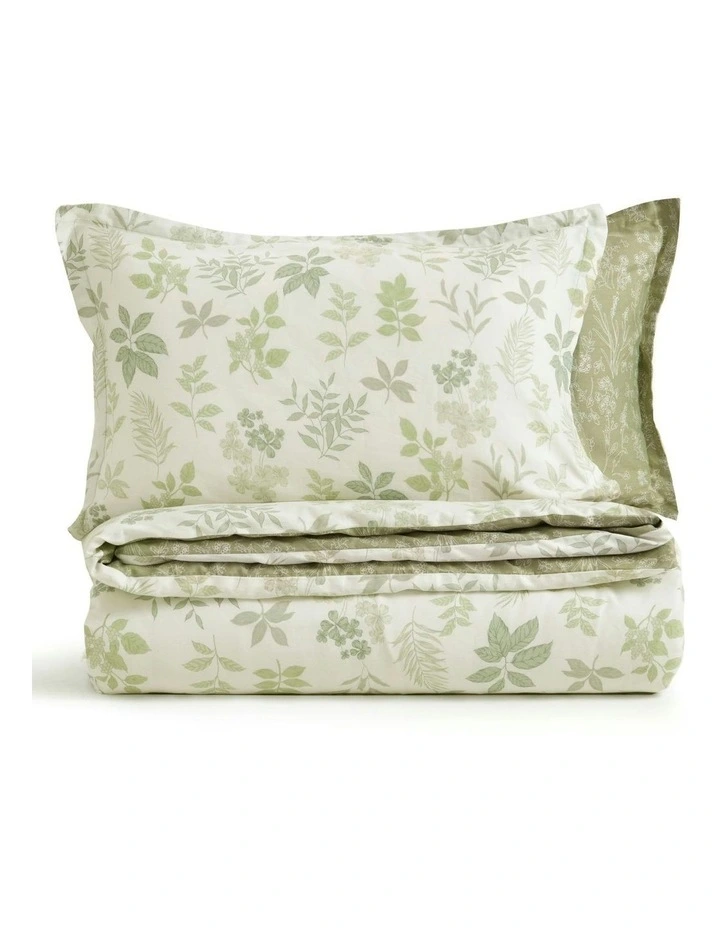 Cotton Reversible Mabel Quilt Cover Set in Green image 4