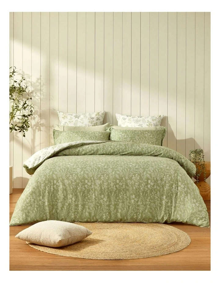 Cotton Reversible Mabel Quilt Cover Set in Green image 6