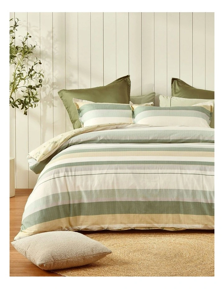 Otto Cotton Reversible Quilt Cover Set in Green image 2