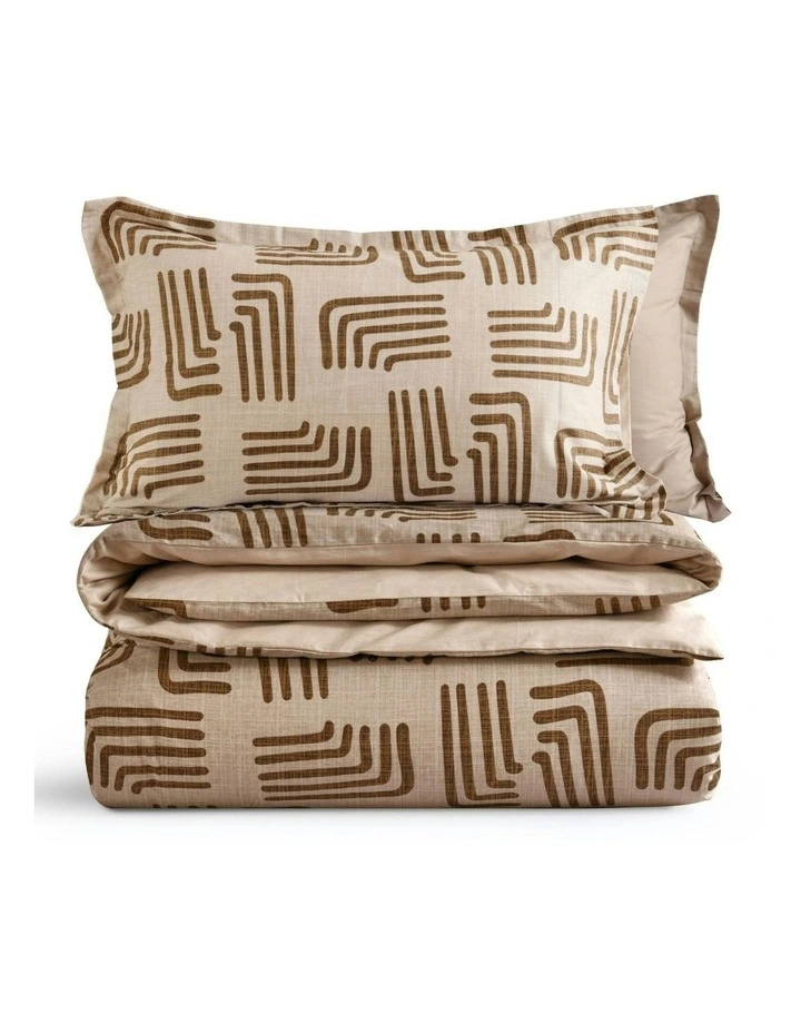 Kaya Cotton Reversible Quilt Cover Set in Beige image 4