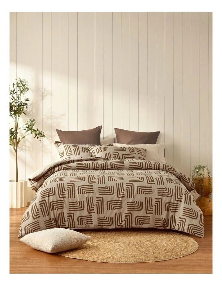 Kaya Cotton Reversible Quilt Cover Set in Beige image 5