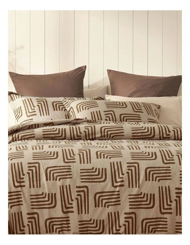 Kaya Cotton Reversible Quilt Cover Set in Beige image 6