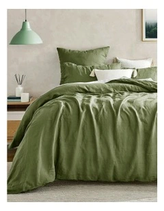 European Flax Linen Quilt Cover Set in Hunter