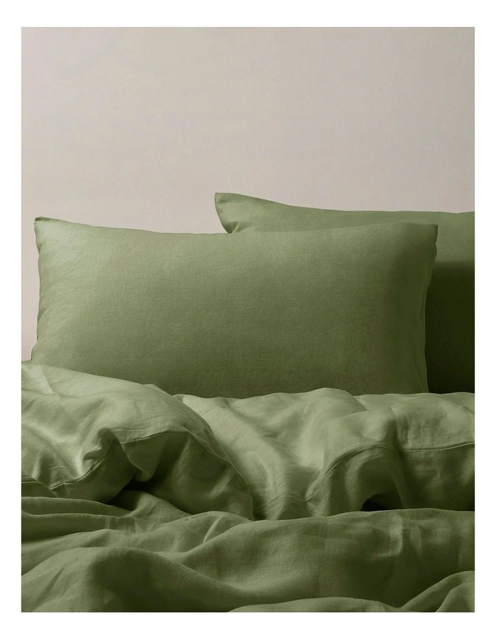 European Flax Linen Quilt Cover Set in Hunter image 2