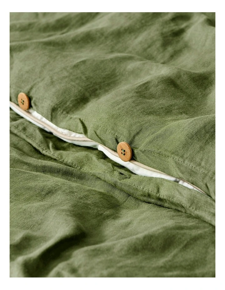 European Flax Linen Quilt Cover Set in Hunter image 5