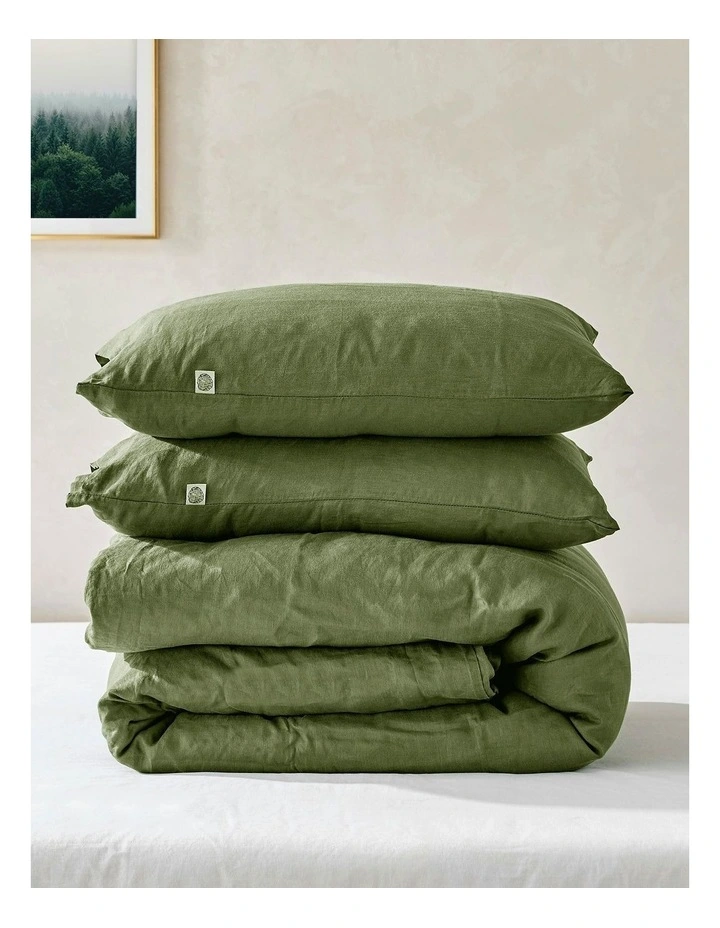 European Flax Linen Quilt Cover Set in Hunter image 6