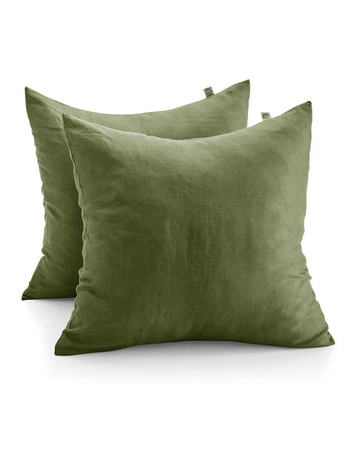European Flax Linen Euro Pillowcase Twin Pack in Hunter image 2