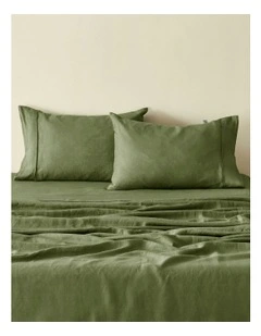 European Flax Linen Standard Pillowcase Twin Pack in Hunter