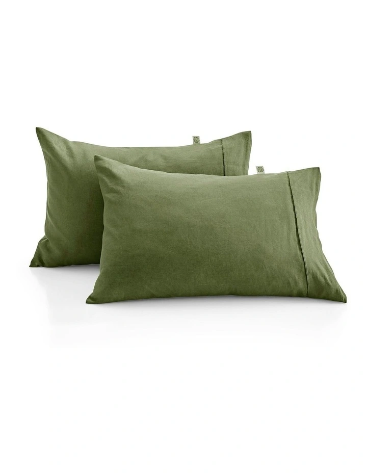 European Flax Linen Standard Pillowcase Twin Pack in Hunter image 2