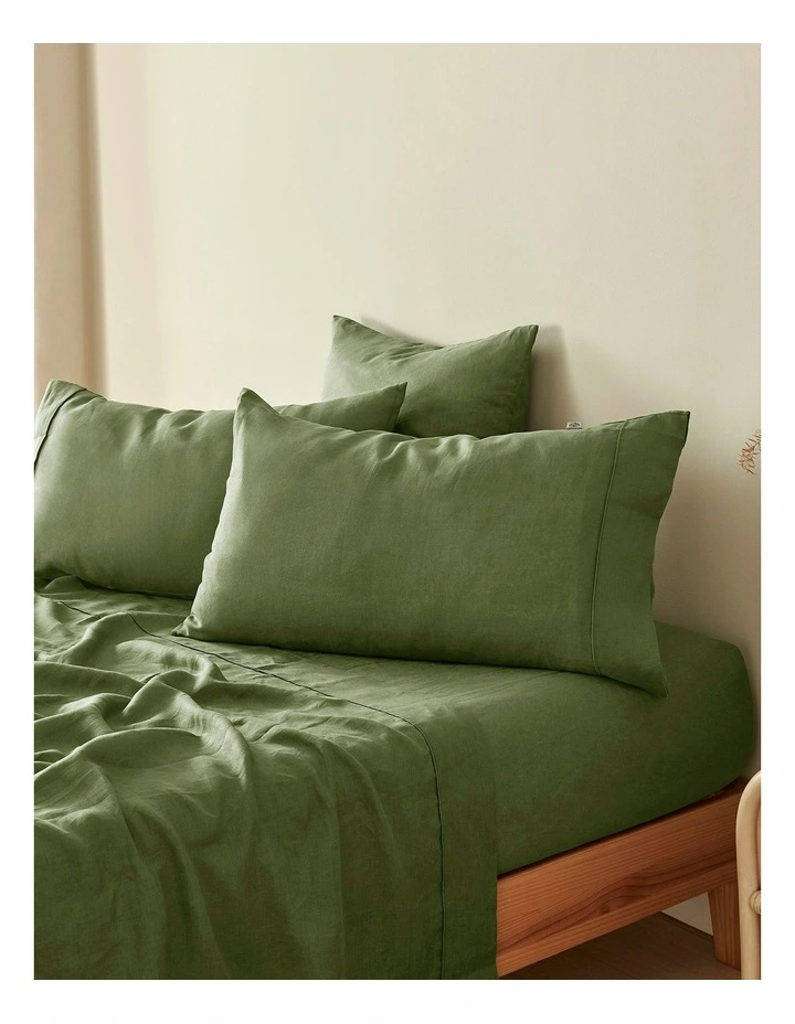 European Flax Linen King Pillowcase Twin Pack in Hunter image 1