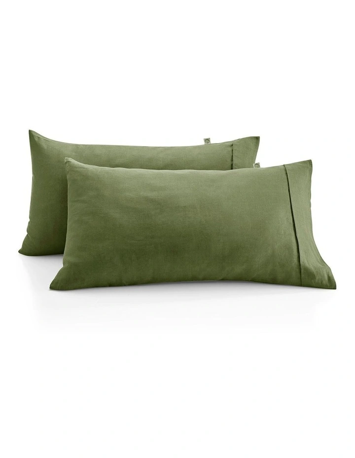 European Flax Linen King Pillowcase Twin Pack in Hunter image 2