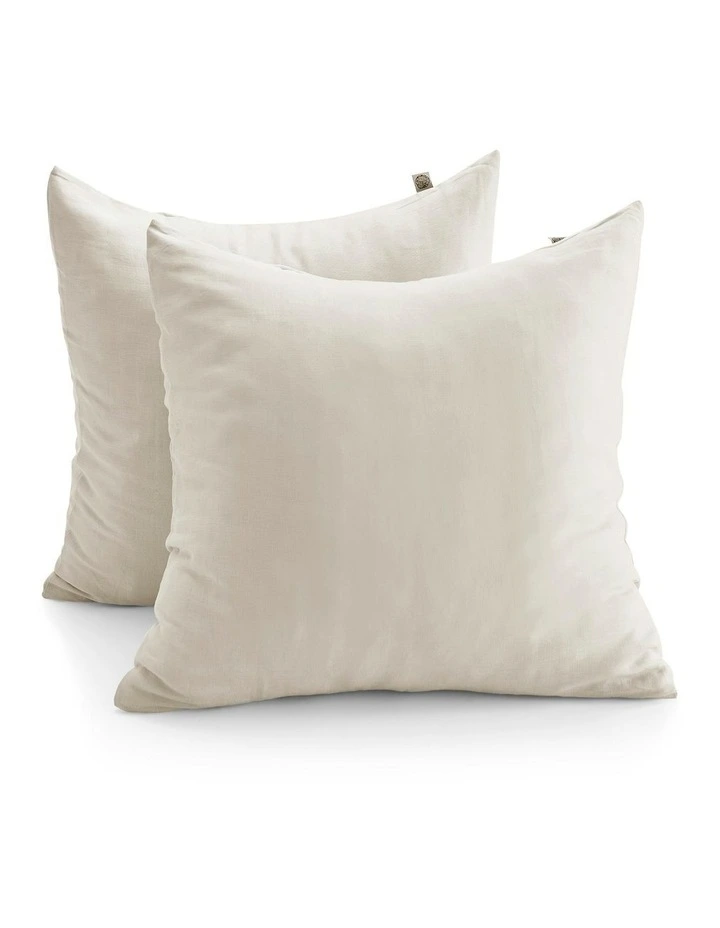 European Flax Linen Euro Pillowcase Twin Pack in Natural image 2