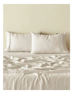 European Flax Linen Standard Pillowcase Twin Pack in Natural