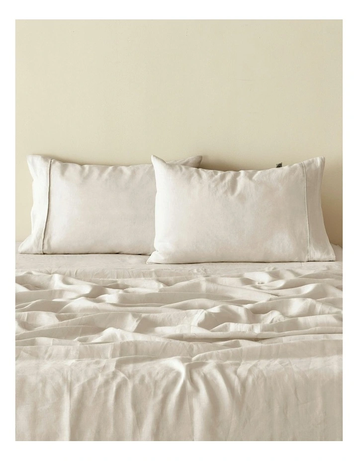 European Flax Linen Standard Pillowcase Twin Pack in Natural image 1