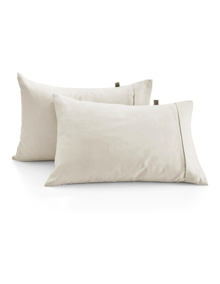 European Flax Linen Standard Pillowcase Twin Pack in Natural image 2