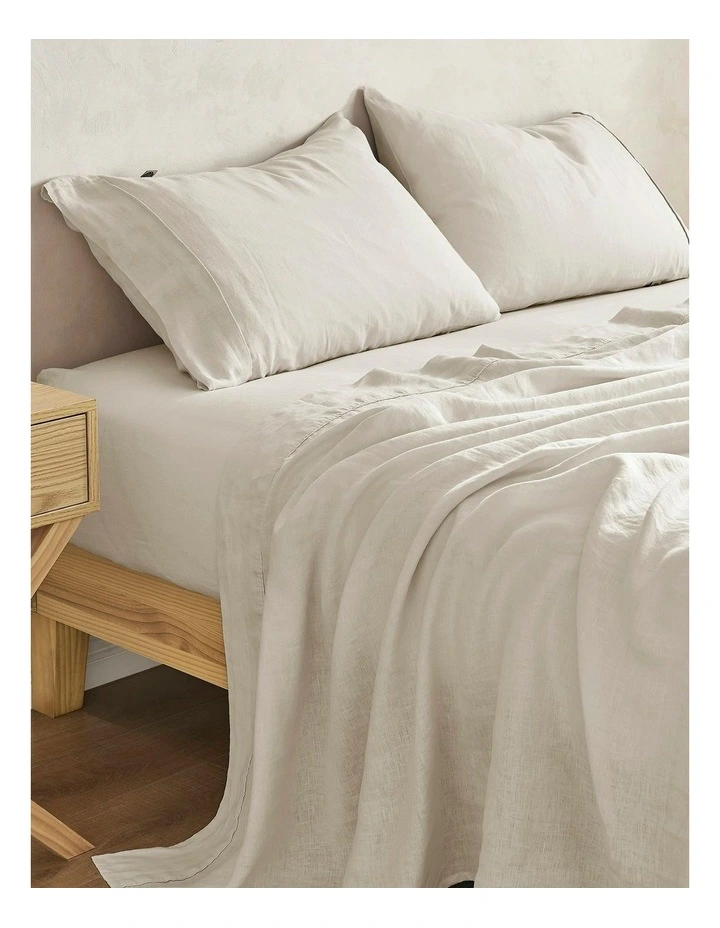 European Flax Linen Standard Pillowcase Twin Pack in Natural image 4