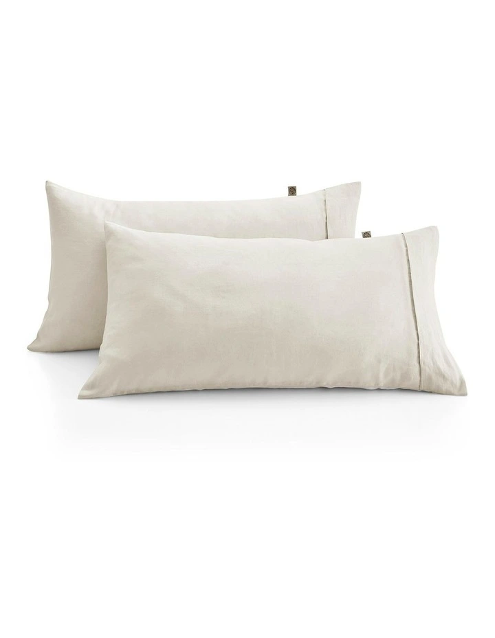 European Flax Linen King Pillowcase Twin Pack in Natural image 2
