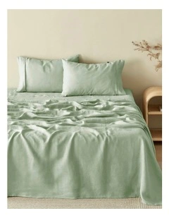 European Flax Linen Sheet Set in Willow Green