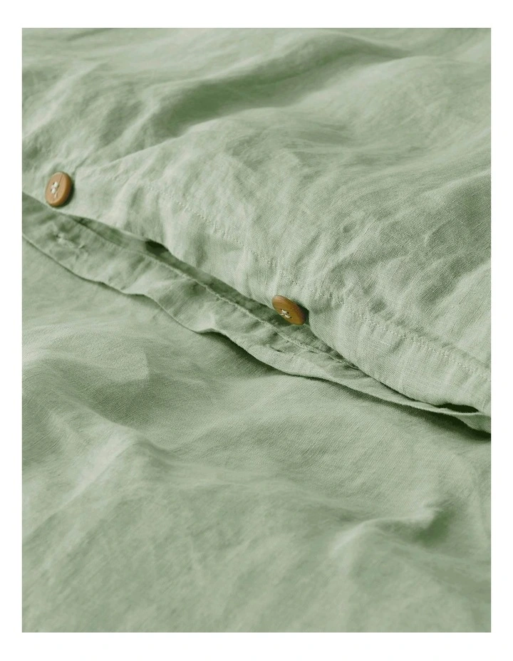 European Flax Linen Quilt Cover Set in Willow Green image 5