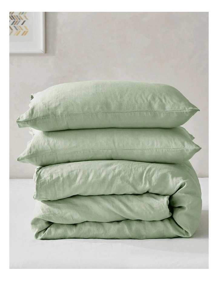 European Flax Linen Quilt Cover Set in Willow Green image 6