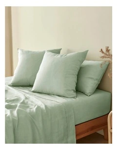 European Flax Linen Euro Pillowcase Twin Pack in Willow Green