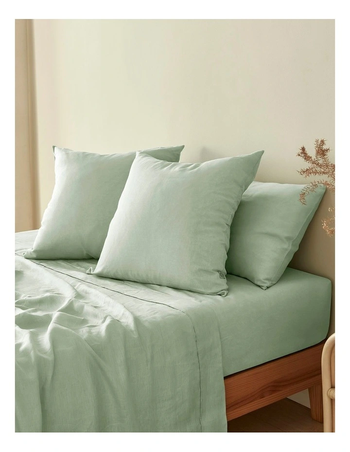 European Flax Linen Euro Pillowcase Twin Pack in Willow Green image 1