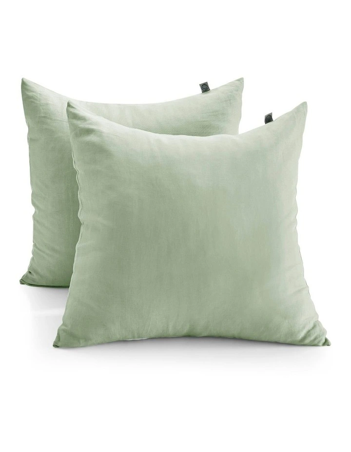 European Flax Linen Euro Pillowcase Twin Pack in Willow Green image 2