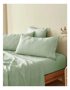 European Flax Linen King Pillowcase Twin Pack in Willow Green
