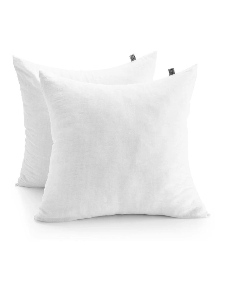 European Flax Linen Euro Pillowcase Twin Pack in White image 2