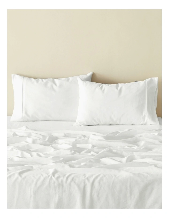 European Flax Linen Standard Pillowcase Twin Pack in White image 1