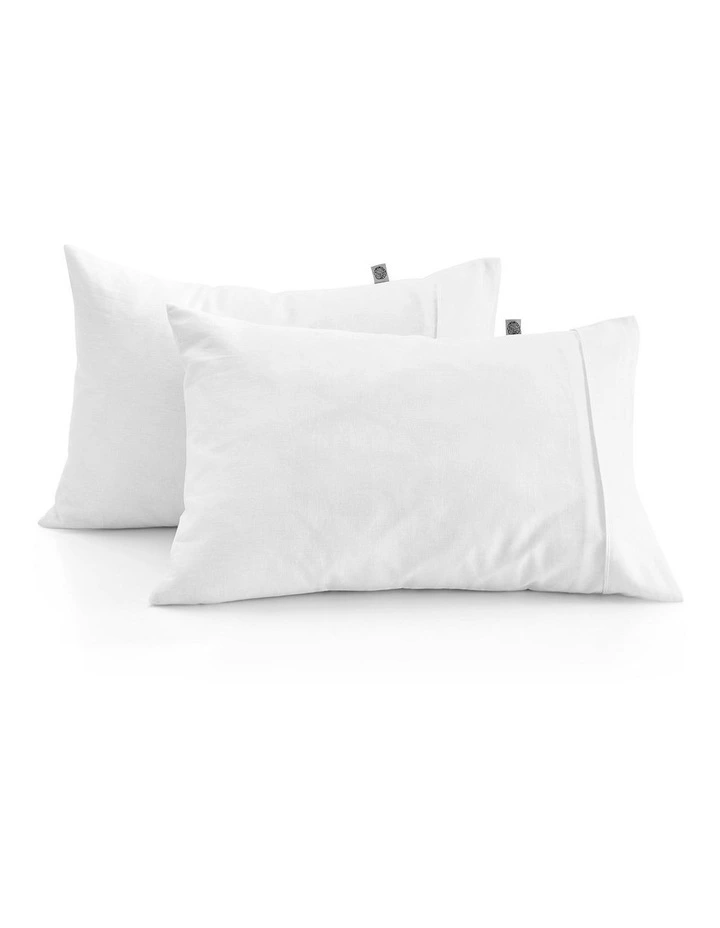 European Flax Linen Standard Pillowcase Twin Pack in White image 2