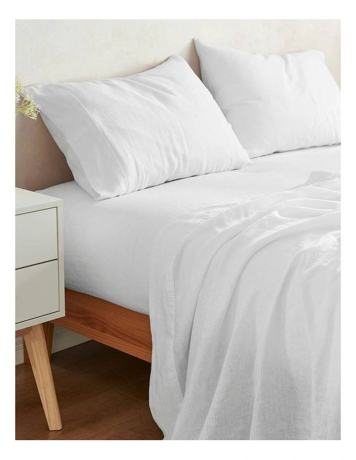 European Flax Linen Standard Pillowcase Twin Pack in White image 4