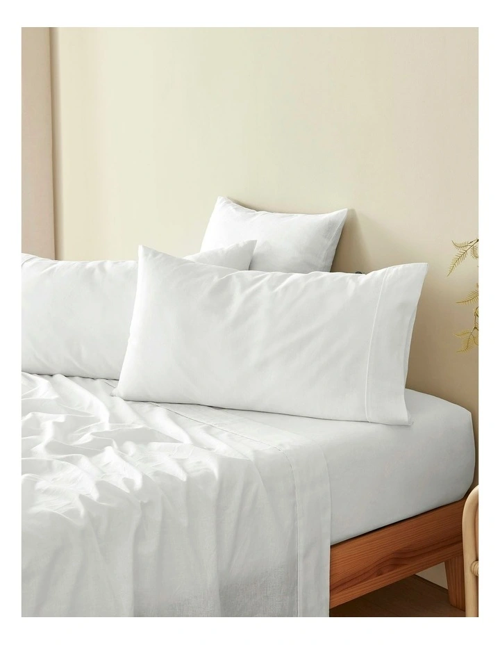 European Flax Linen King Pillowcase Twin Pack in White image 1