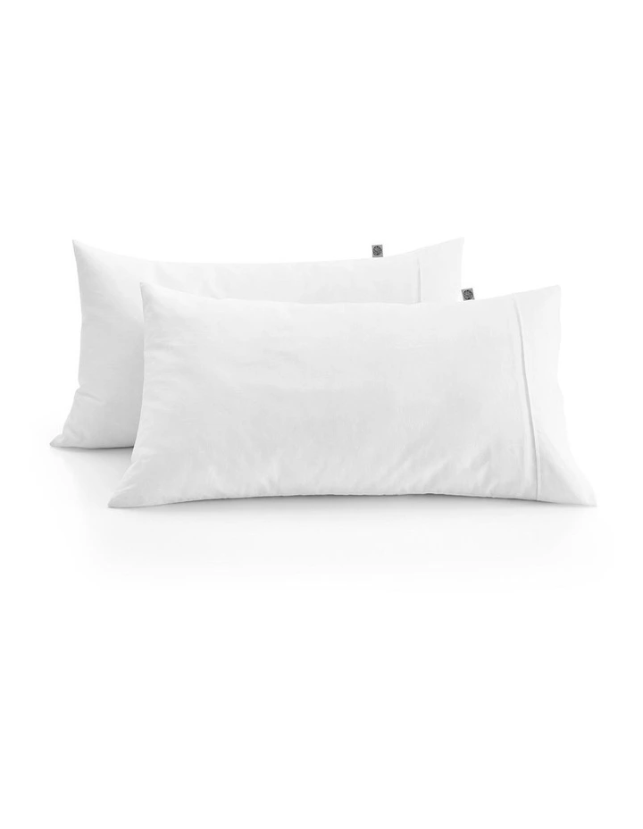 European Flax Linen King Pillowcase Twin Pack in White image 2
