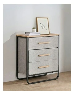 Selene 3 Drawer Fabric Dresser 60x35x73cm in Grey