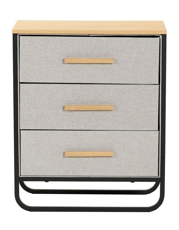Selene 3 Drawer Fabric Dresser 60x35x73cm in Grey image 2
