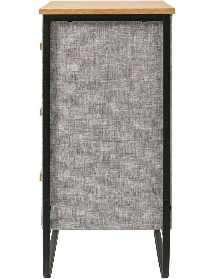 Selene 3 Drawer Fabric Dresser 60x35x73cm in Grey image 4