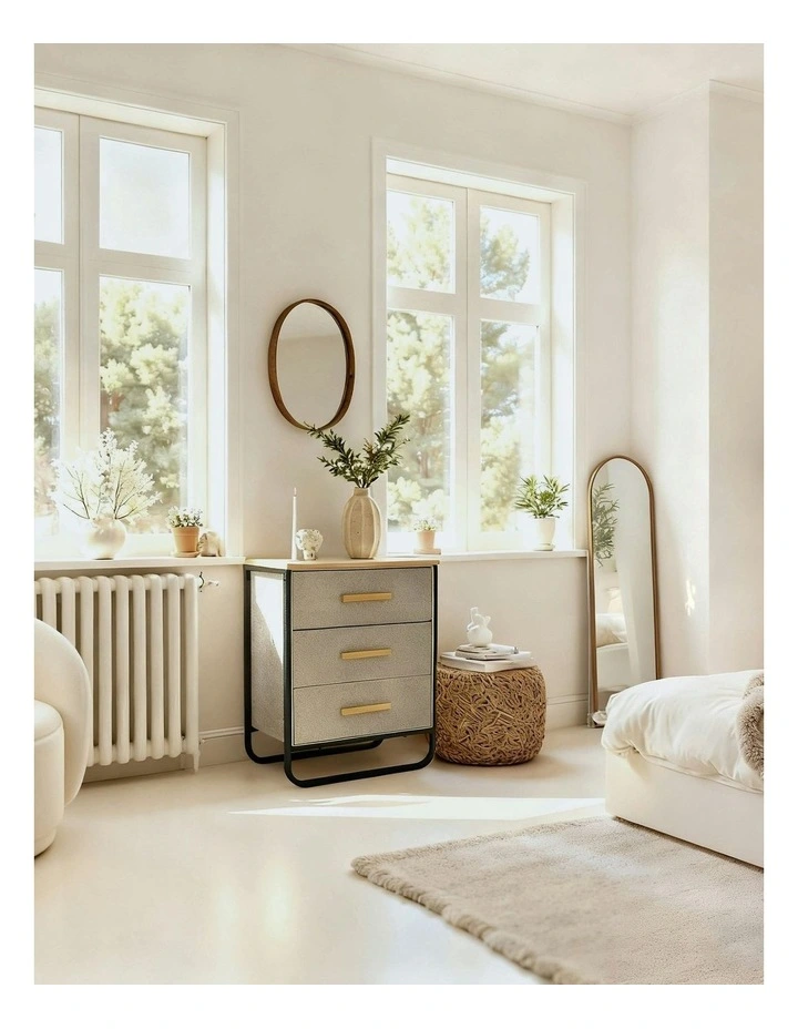 Selene 3 Drawer Fabric Dresser 60x35x73cm in Grey image 5