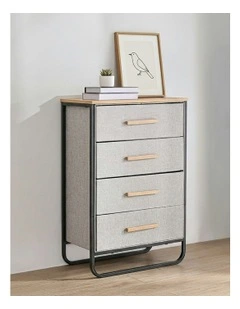 Selene 4 Drawer Fabric Dresser 60x35x92cm in Grey