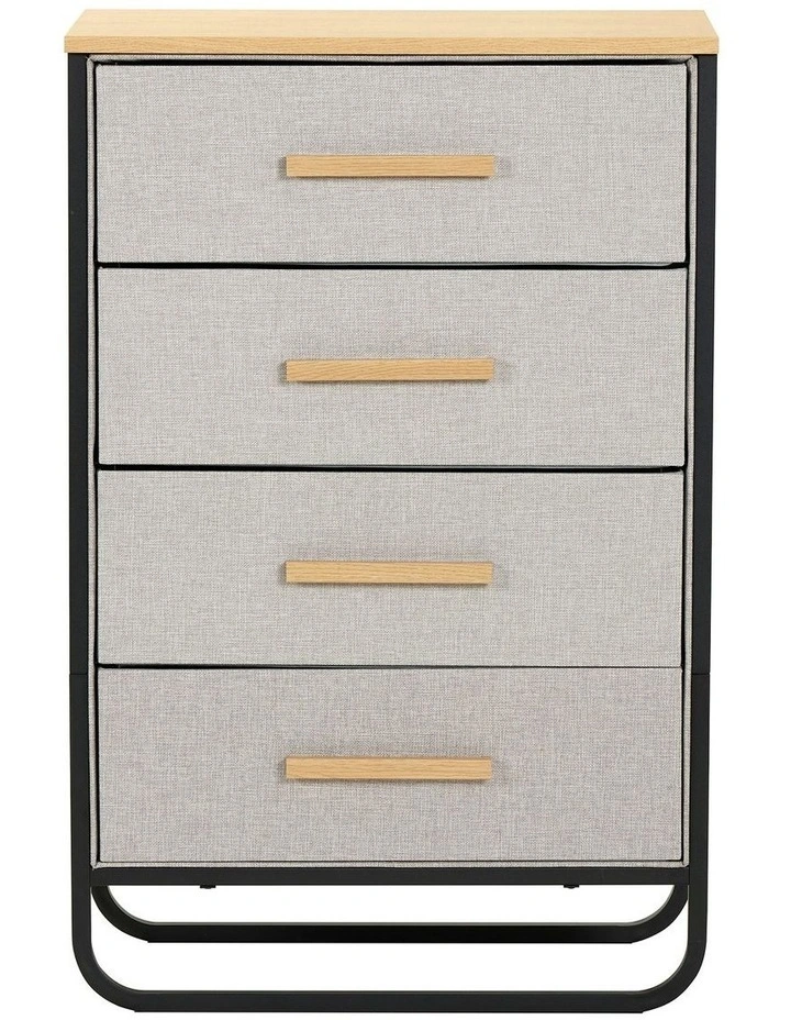 Selene 4 Drawer Fabric Dresser 60x35x92cm in Grey image 2