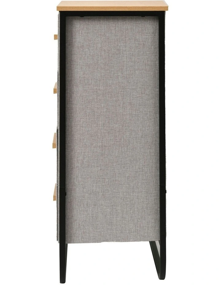 Selene 4 Drawer Fabric Dresser 60x35x92cm in Grey image 4