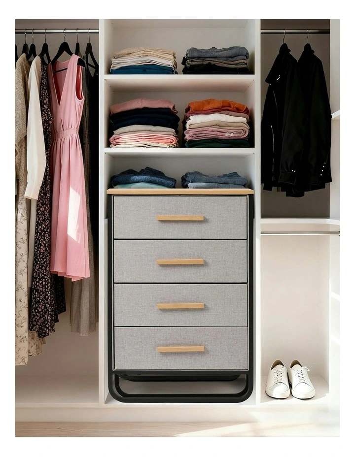 Selene 4 Drawer Fabric Dresser 60x35x92cm in Grey image 6