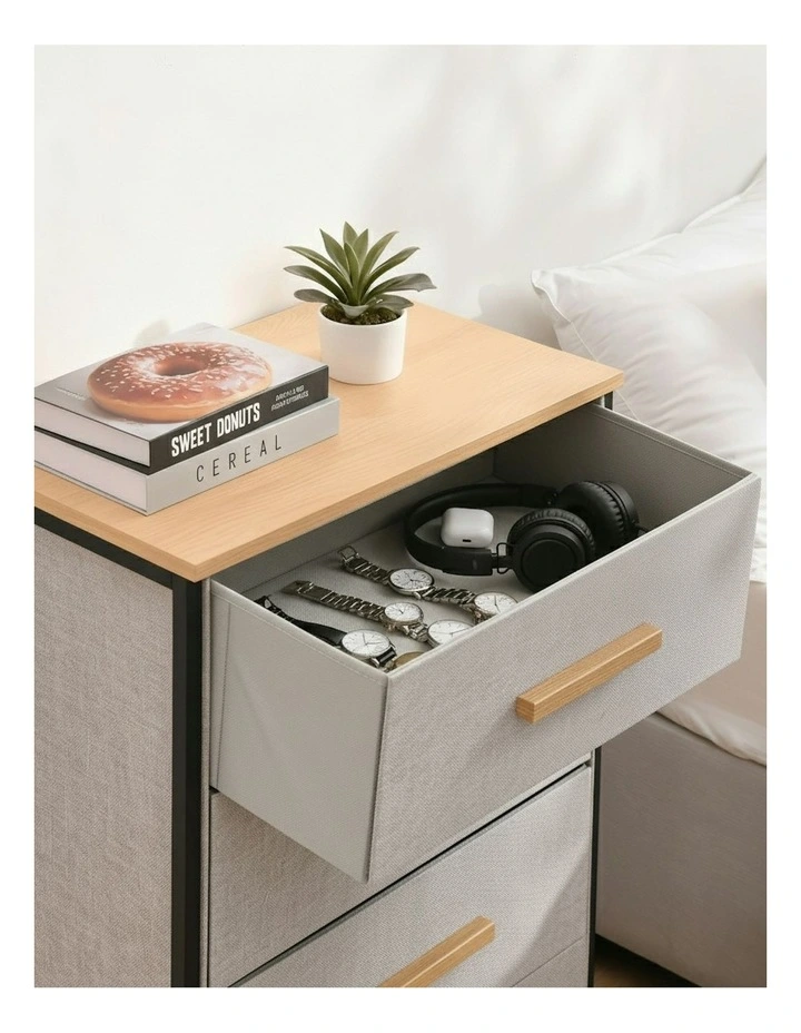 Selene 4 Drawer Fabric Dresser 60x35x92cm in Grey image 7